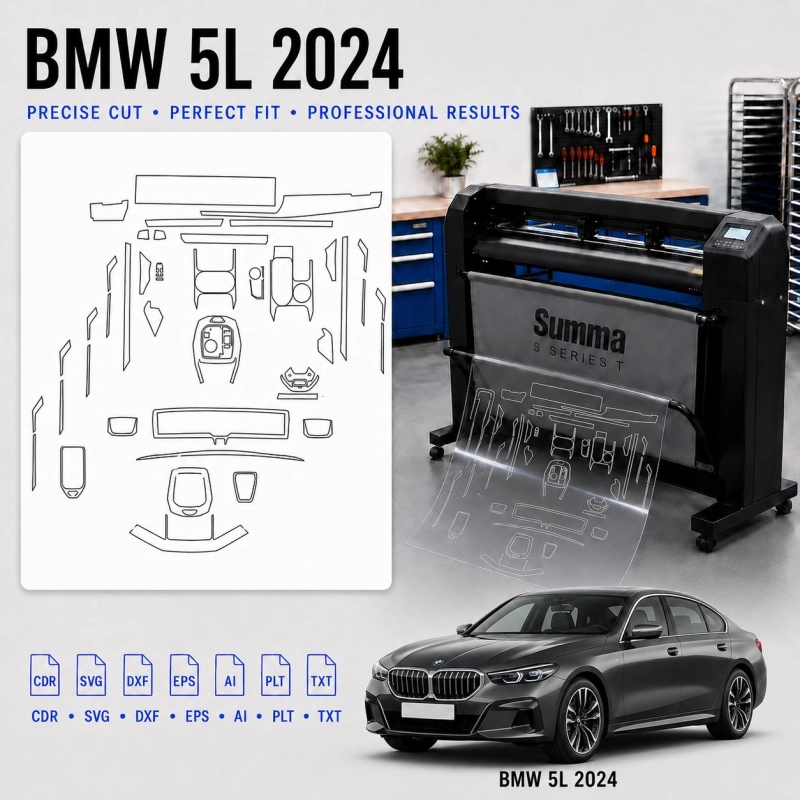 Šablóna rezu interiéru BMW 5L 2024 pre PPF a fóliu