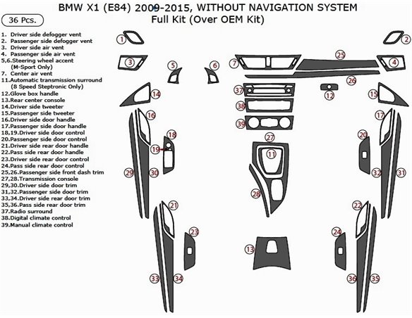Opel Astra F 09.91 - 02.98 Habillage Décoration de Tableau de Bord 16-Pièce