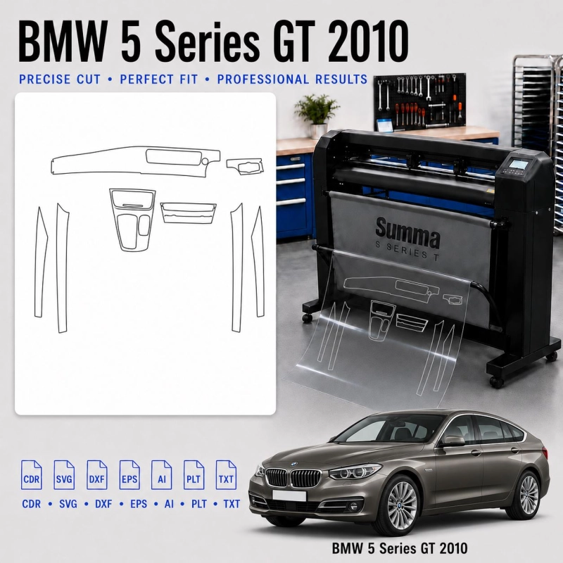 Šablóna rezu interiéru BMW 5 Series GT 2010 pre PPF a fóliu