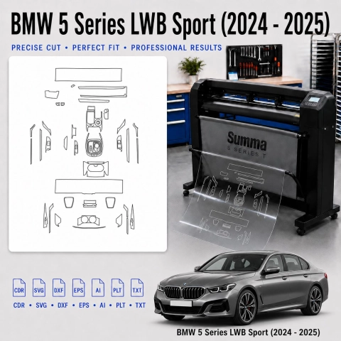 Šablóna rezu interiéru BMW 5 Series Lwb Sport 2024 2025 pre PPF a fóliu