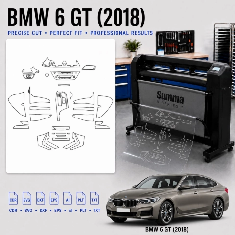 Šablóna rezu interiéru BMW 6 GT 2018 pre PPF a fóliu