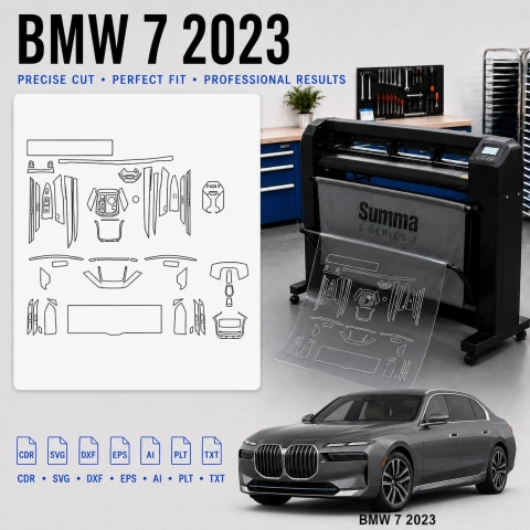 Šablóna rezu interiéru BMW 7 2023 pre PPF a fóliu