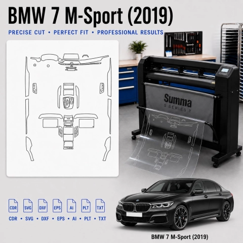 Šablóna rezu interiéru BMW 7 M Sport 2019 pre PPF a fóliu