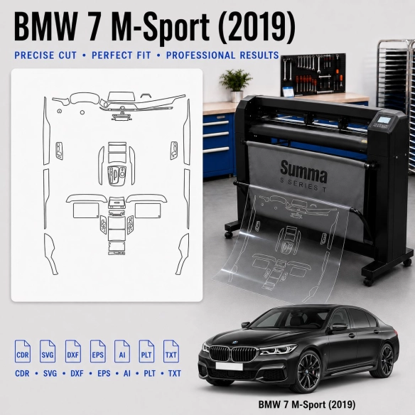 Šablóna rezu interiéru BMW 7 M Sport 2019 pre PPF a fóliu