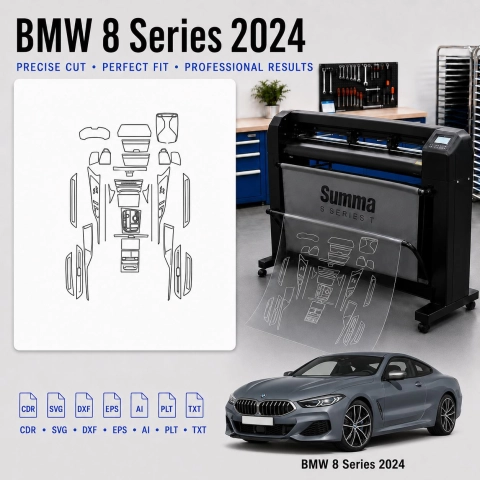 Šablóna rezu interiéru BMW 8 Series 2024 pre PPF a fóliu