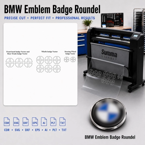 Šablóna rezu interiéru BMW Emblem Badge Roundel Template Vector pre PPF a fóliu