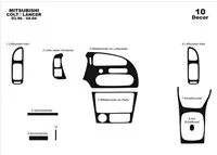 Mitsubishi Colt-Lancer V 03.96-04.04 3D Súprava obloženia palubnej dosky interiéru Dekorácia palubnej dosky 10 dielov - 2 Mitsubishi Colt-Lancer V 03.96-04.04 3D Súprava obloženia palubnej dosky interiéru Dekorácia palubnej dosky 10 dielov - 2