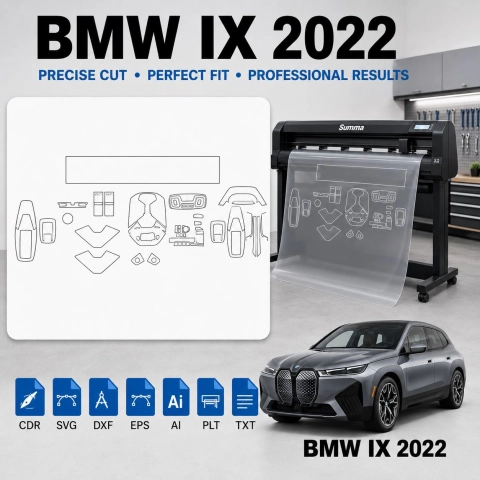 Šablóna rezu interiéru BMW Ix 2022 pre PPF a fóliu