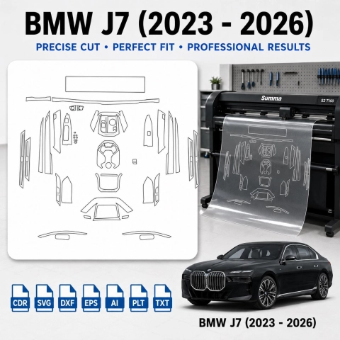 Šablóna rezu interiéru BMW J7 2023 2026 pre PPF a fóliu