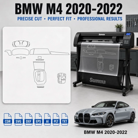 Šablóna rezu interiéru BMW M4 2020 2022 pre PPF a fóliu