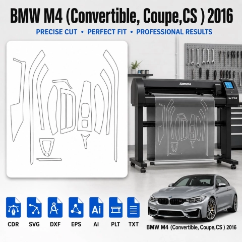 Šablóna rezu interiéru BMW M4 Convertible Coupecs 2016 pre PPF a fóliu