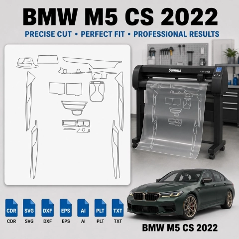 Šablóna rezu interiéru BMW M5 Cs 2022 pre PPF a fóliu