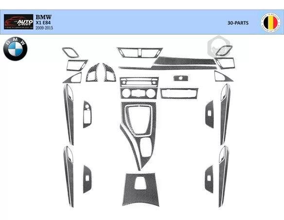 BMW X1 E84 2009–2015 NAVI 3D súprava obloženia palubnej dosky interiéru 30-dielna súprava obloženia palubnej dosky - 1