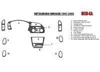 Mitsubishi Mirage 1997-2003, kompletná súprava, 2 a 4 dverový interiér BD Dash ozdobná súprava - 1 Mitsubishi Mirage 1997-2003, kompletná súprava, 2 a 4 dverový interiér BD Dash ozdobná súprava - 1