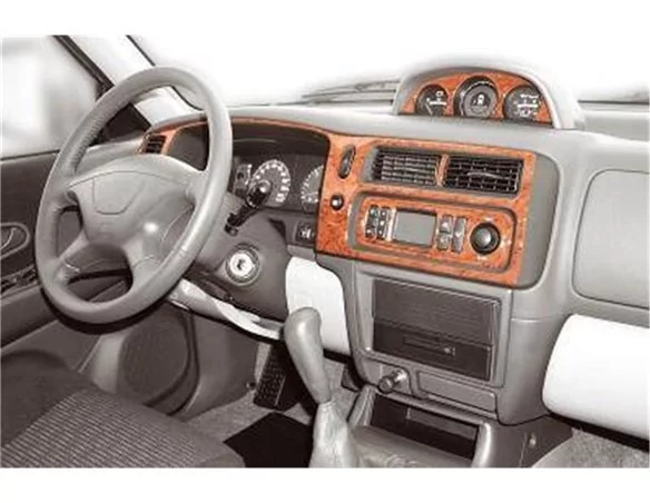 Mitsubishi Pajero Sport 05.2002 Súprava obloženia palubnej dosky 3D interiéru Dekorácia palubnej dosky 9 dielov - 1