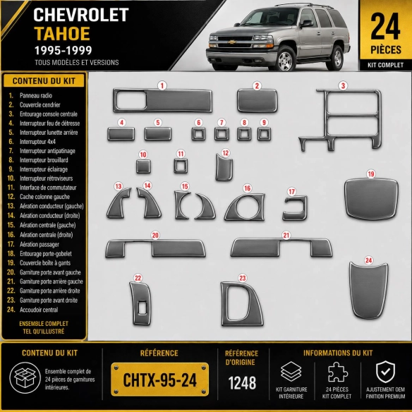 Chevrolet Tahoe 1995–1999 3D sada dekorov interiéru palubnej dosky 24-dielna