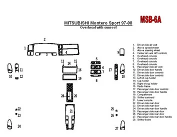 Mitsubishi Pajero Sport/Montero Sport 1998-2008 s hornou strechou, so strešným oknom, súprava 28 dielov Interiér Súprava obložen