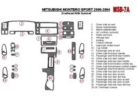 Mitsubishi Pajero Sport/Montero Sport 1998-2008 s hornou strechou, so strešným oknom, súprava 28 dielov Interiér Súprava obložen