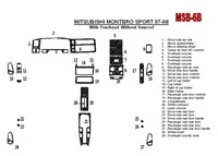 Mitsubishi Pajero Sport/Montero Sport 1998-2008 so stropom, bez strešného okna, súprava 29 dielov Interiér Súprava obloženia pal