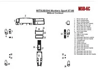 Mitsubishi Pajero Sport/Montero Sport 1998-2008 bez stropu, sada 24 dielov Interiér Súprava obloženia palubnej dosky BD - 2
