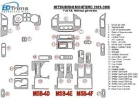 Mitsubishi Pajero/Montero 2000-2006, kompletná sada, bez žhaviacej skrinky Interiér BD Dash Trim Kit - 2 Mitsubishi Pajero/Montero 2000-2006, kompletná sada, bez žhaviacej skrinky Interiér BD Dash Trim Kit - 2