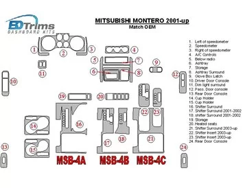 Mitsubishi Pajero/Montero 2000-2006 OEM zhoda interiéru BD súprava obloženia palubnej dosky - 1