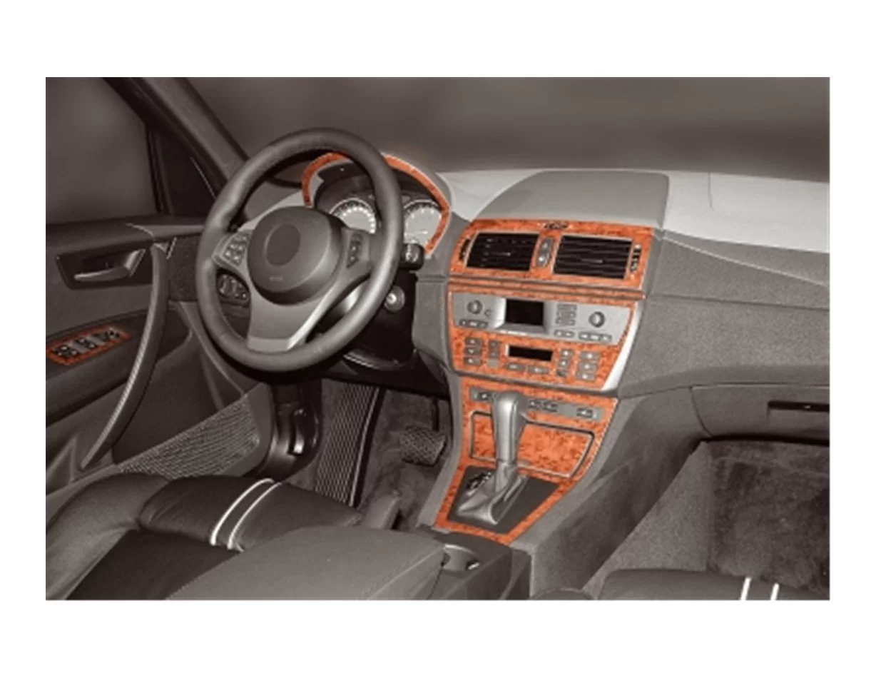 BMW X3 E83 09.2003 Súprava obloženia palubnej dosky 3D interiéru Dekorácia palubnej dosky 12 dielov - 1