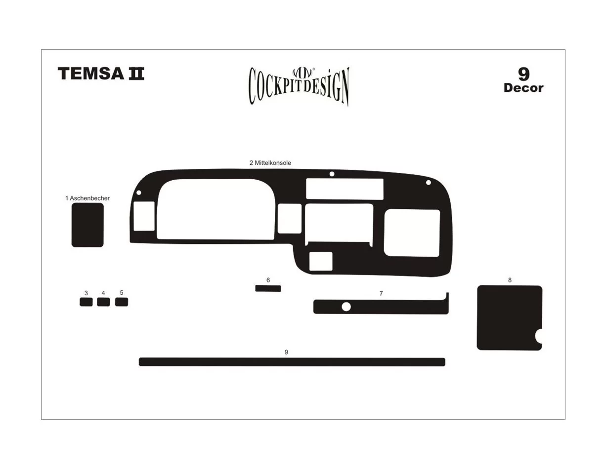 Mitsubishi Temsa Prestige Midibus 01.1999 Súprava obloženia palubnej dosky 3D interiéru Dekorácia palubnej dosky 9 dielov - 1
