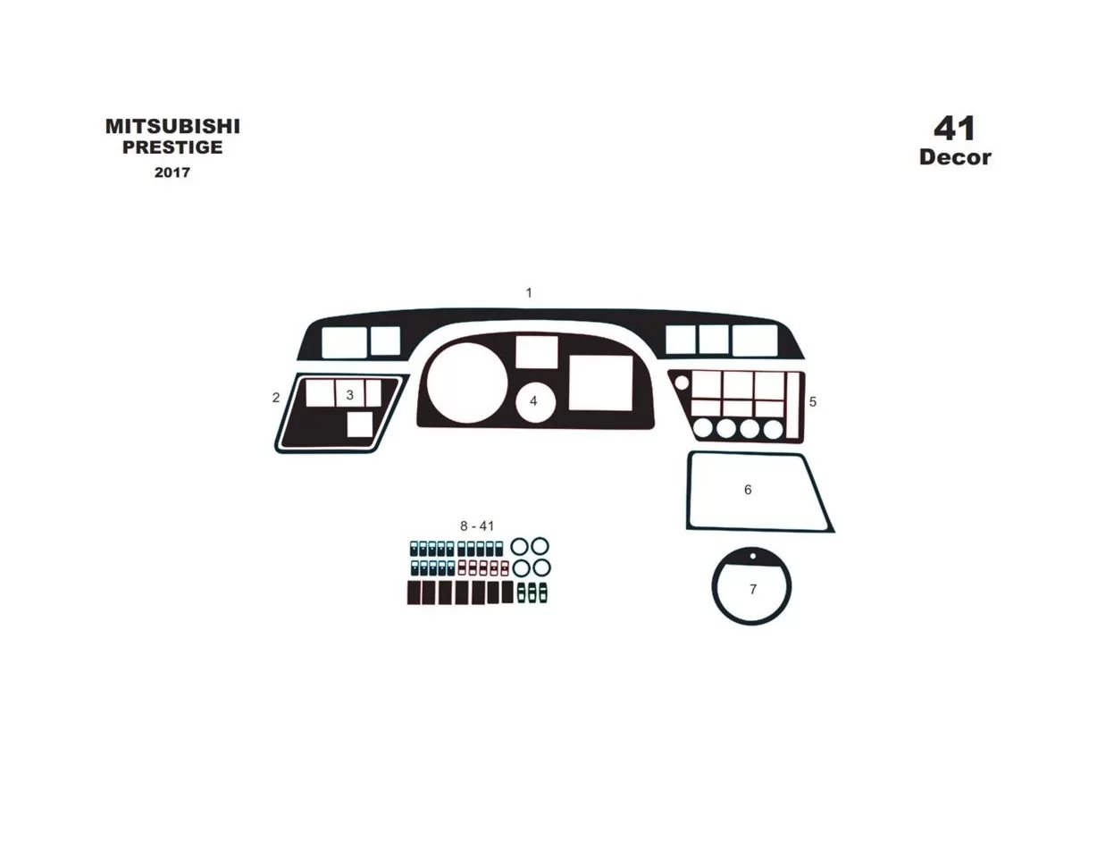 Mitsubishi Temsa Prestige Midibus 2017 Súprava obloženia palubnej dosky interiéru 3D Dekor 41 dielov - 1