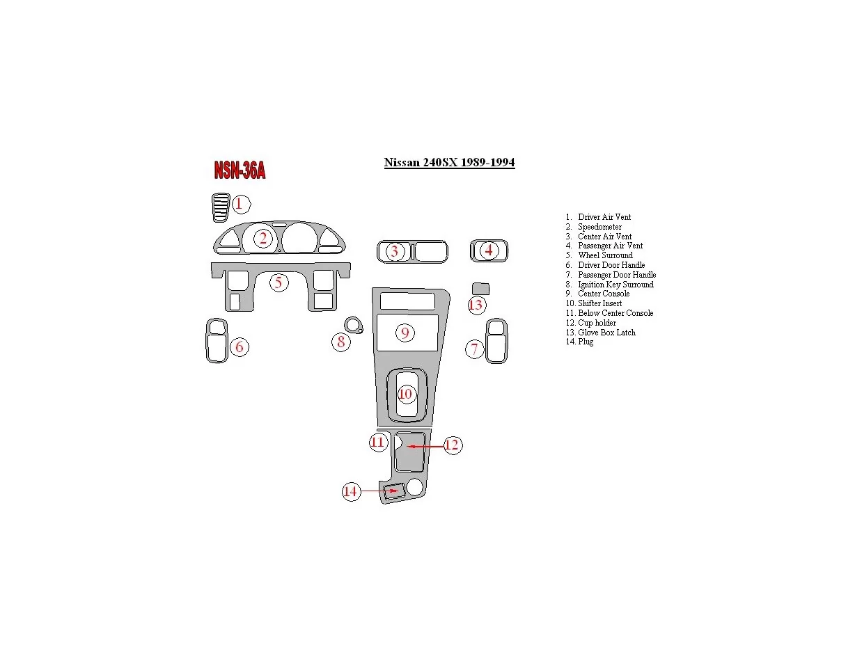 Nissan 240SX 1989-1994 Kompletná súprava interiéru BD Dash Trim Kit - 1