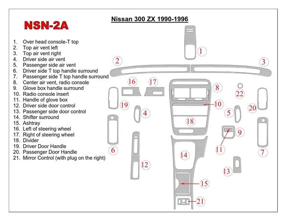 Nissan 300ZX 1990-1996 Základná súprava interiéru BD Dash Trim Kit - 1