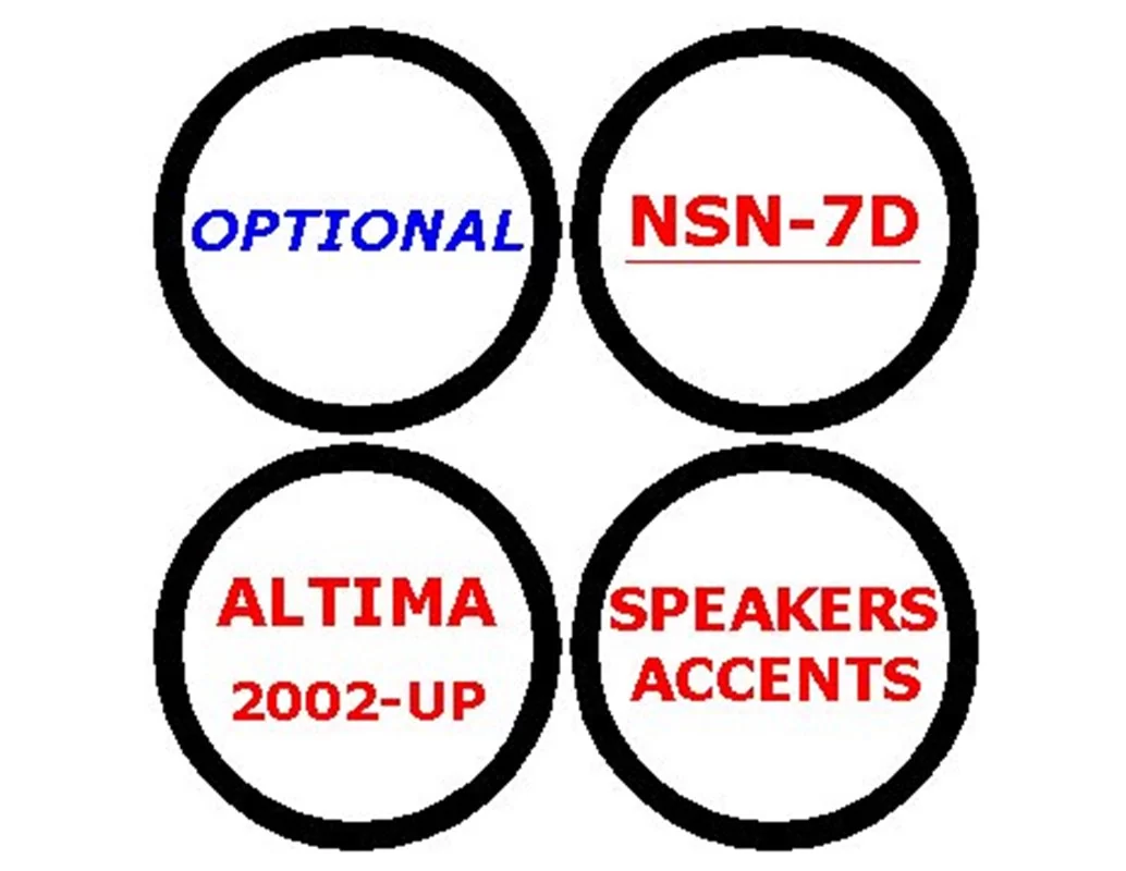 Nissan Altima 2002-2002 Voliteľné reproduktory Accents Sada 4 dielov Interiér BD Dash Trim Kit - 1