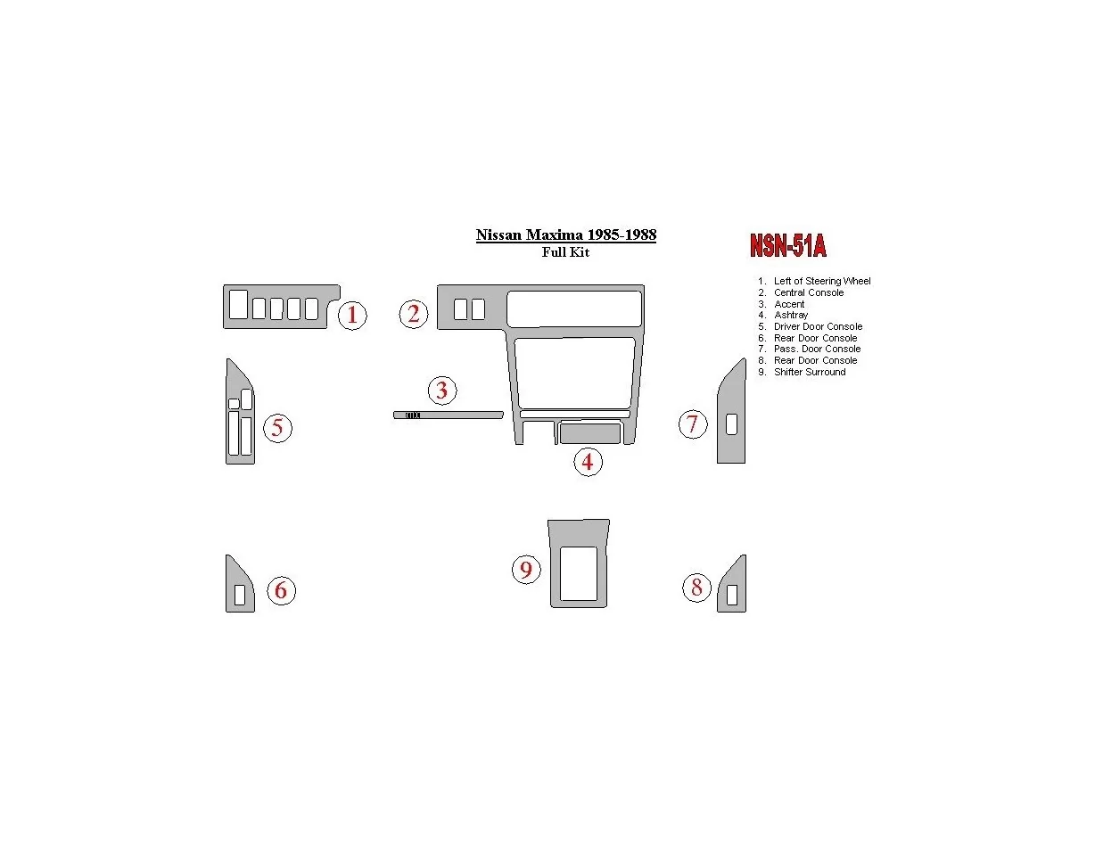 Nissan Maxima 1985-1988 Kompletná súprava interiéru BD Dash Trim Kit - 1