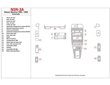 Nissan Maxima 1995-1999 automatická prevodovka, sada 21 dielov Interiér BD Dash Trim Kit - 1