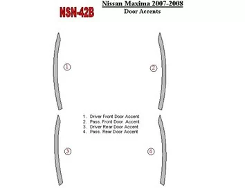 Nissan Maxima 2007-2008 Súprava obloženia dverí Accent interiéru BD Dash