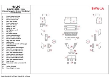 BMW X5 2000-2006 Bez systému NAVI, Automatická prevodovka AC Ovládanie interiéru BD Dash Trim Kit - 1