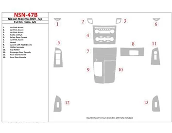 Kompletná súprava Nissan Maxima 2009-UP, Rádio, Interiér klimatizácie BD Dash Trim Kit - 2