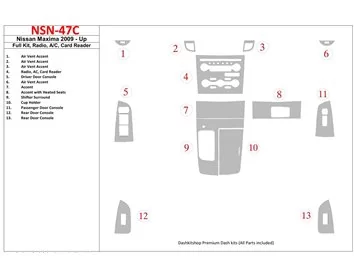 Nissan Maxima 2009-UP kompletná sada, rádio, klimatizácia, interiér čítačky kariet BD Dash Trim Kit - 1