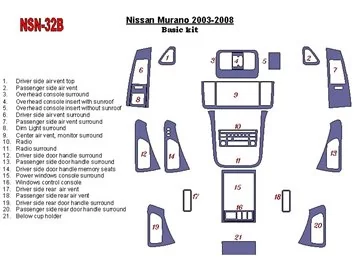 Nissan Murano 2003-2008 Základná súprava interiéru BD Dash Trim Kit