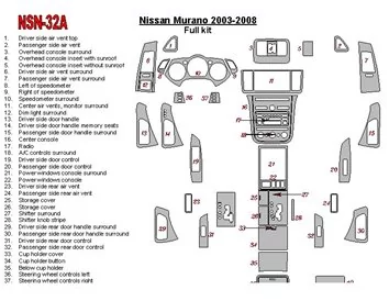 Nissan Murano 2003-2008 Kompletná súprava interiéru BD Dash Trim Kit