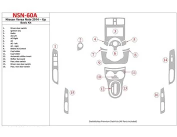 Základná súprava interiéru Nissan Note 2014-UP BD Dash Trim Kit - 1