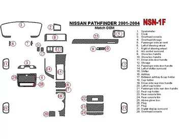 Nissan Pathfinder 2001-2004 OEM zhoda interiéru BD Dash Trim Kit - 1