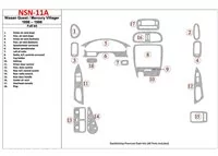 Nissan Quest 1996-1998 Kompletná sada, 17 dielov Súprava interiéru BD Dash Trim Kit - 1