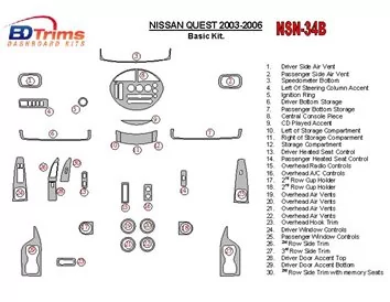 Nissan Quest 2003-2006 Základná súprava interiéru BD Dash Trim Kit - 1