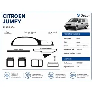 Citroen Jumpy 1996-2006 3D dekor palubnej dosky, 9 dielov 2