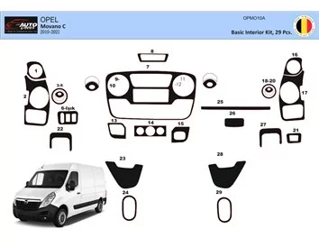 Opel Movano 01.2010 Súprava obloženia palubnej dosky 3D interiéru Dekorácia palubnej dosky 29 dielov - 1