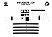 Peugeot 205 10,90-09,95 3D súprava obloženia palubnej dosky interiéru 11-dielna súprava obloženia palubnej dosky - 2
