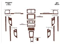 Peugeot 407 Dvere 06.05-12.10 3D Súprava obloženia palubnej dosky interiéru Dekorácia palubnej dosky 21 dielov - 1