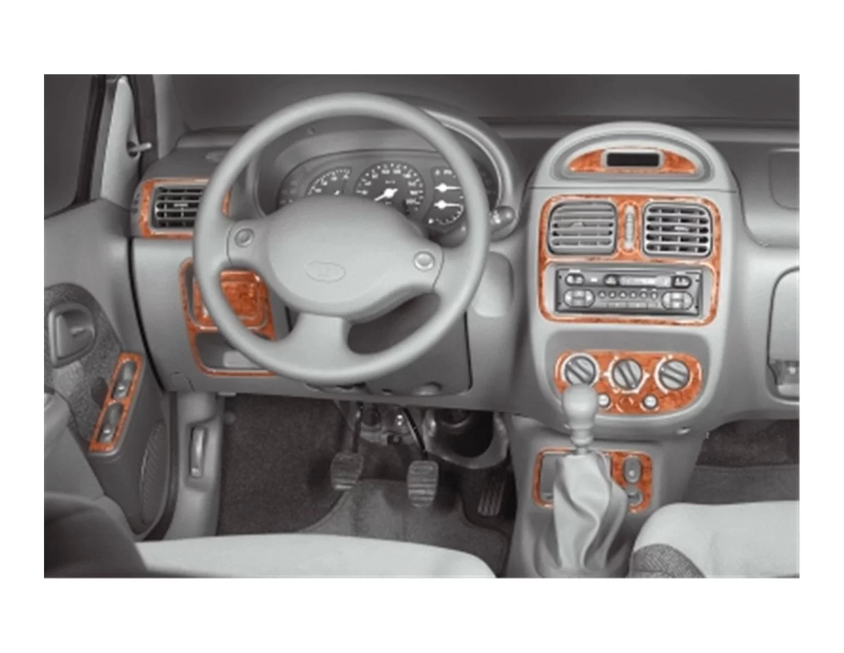 Renault Clio 06.98-05.01 3D súprava obloženia palubnej dosky interiéru 18-dielna súprava obloženia palubnej dosky - 1