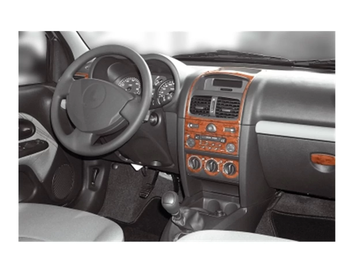 Renault Clio-2 06.01-08.05 3D Súprava obloženia palubnej dosky interiéru Dekorácia palubnej dosky 15 dielov - 1